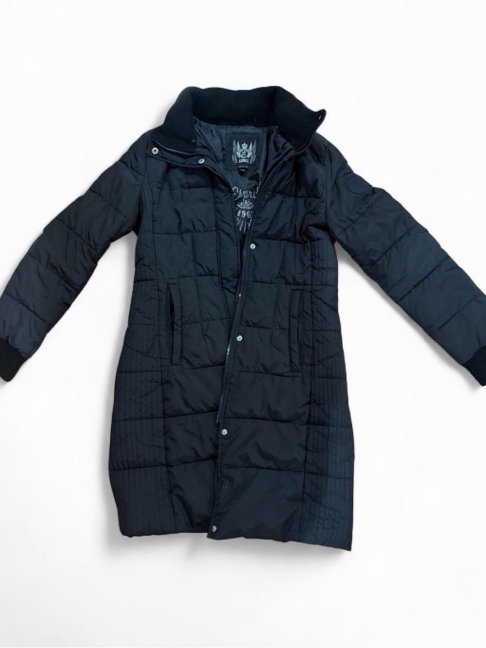 Esprit Black Long Quilted Puffer Coat